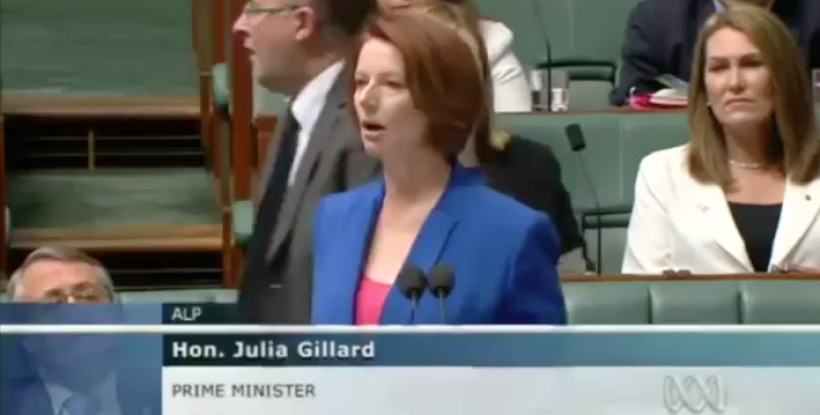 PM Julia Gillard addressing Parliament